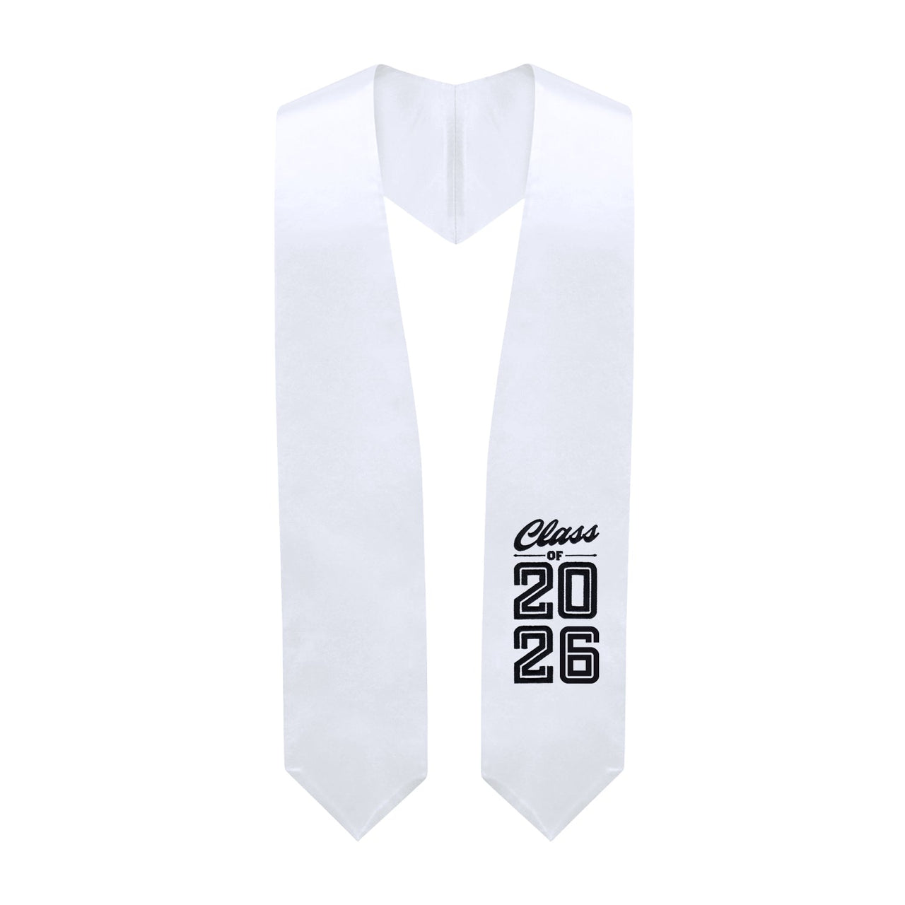 White Class of 2026 Graduation Stole/Sash with Classic Tips - Endea Graduation