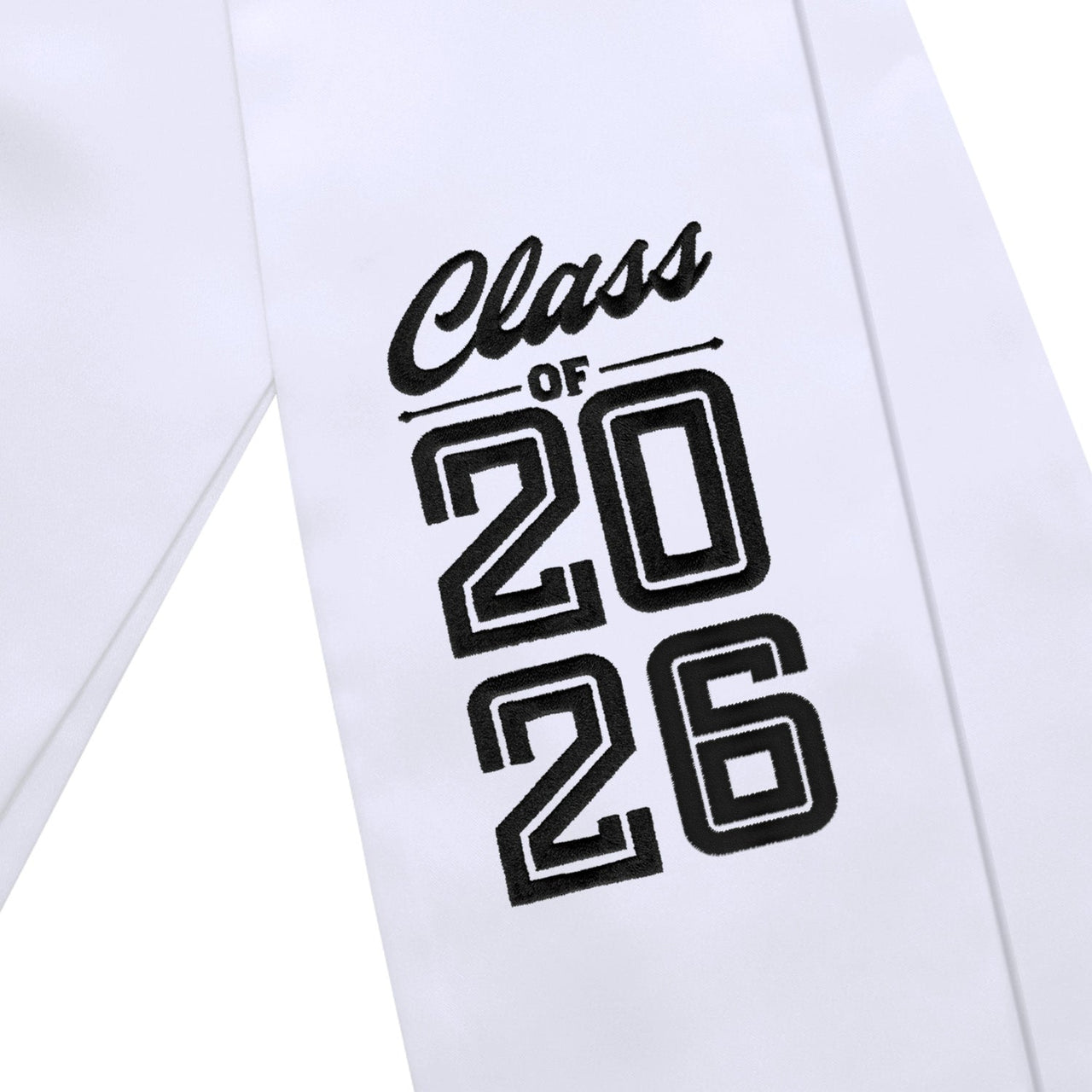 White Class of 2026 Graduation Stole/Sash with Classic Tips - Endea Graduation