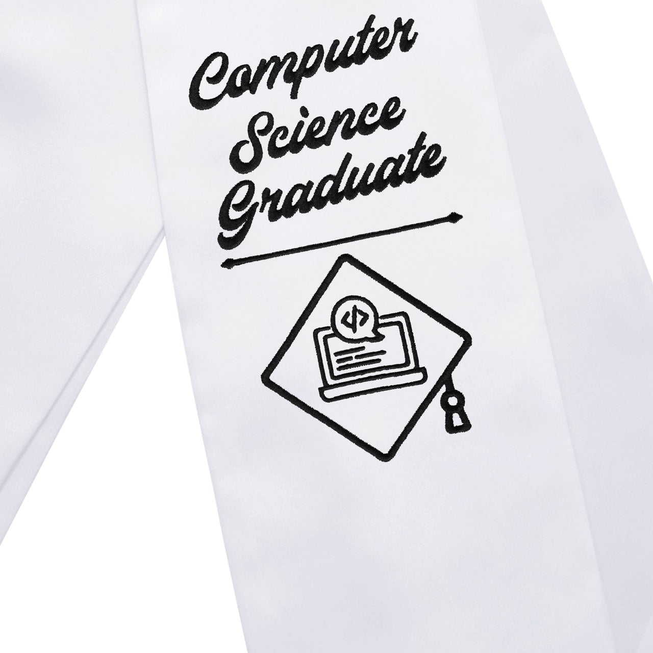 White Computer Science Graduate Stole/Sash with Classic Tips - Endea Graduation