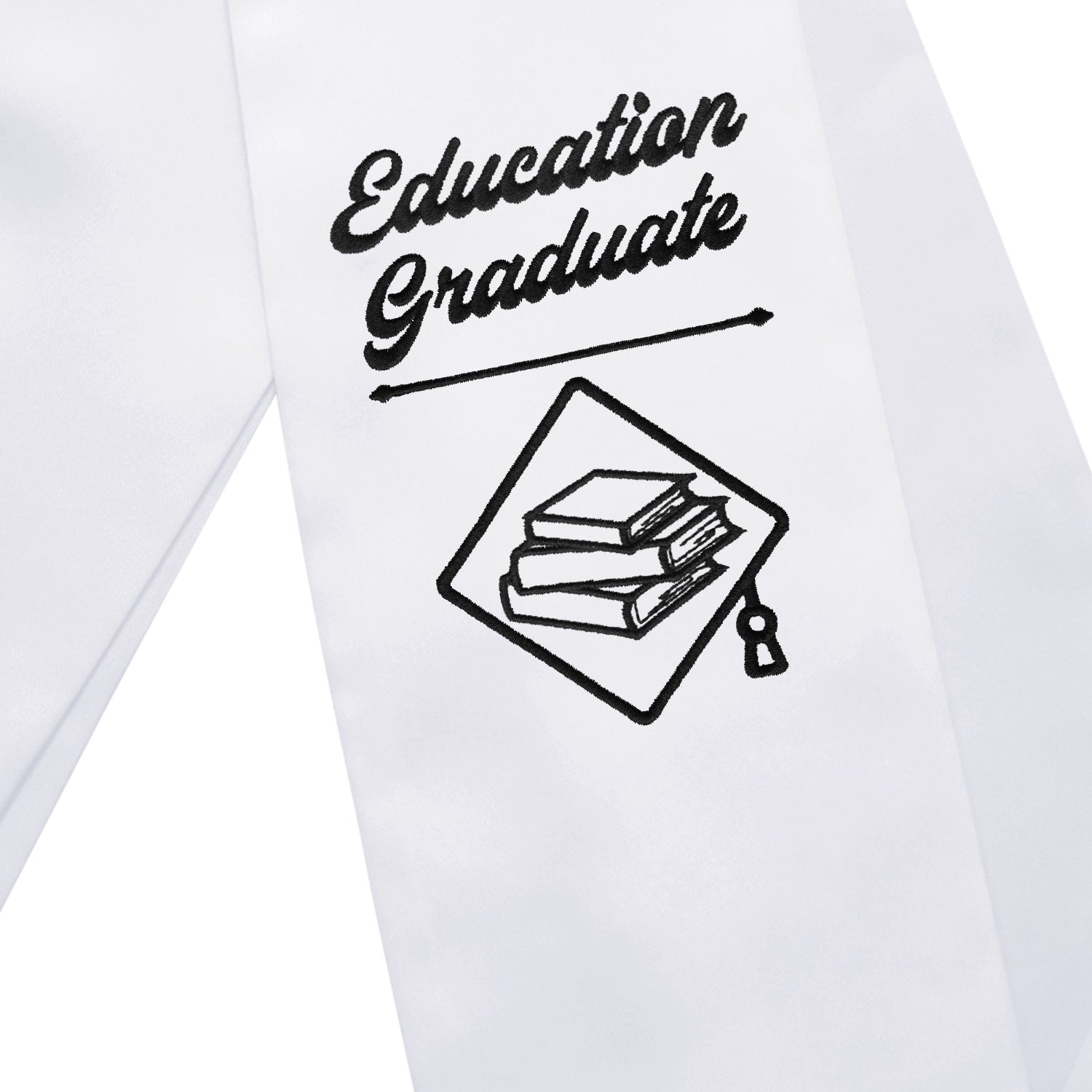 White Education Graduate Stole/Sash with Classic Tips - Endea Graduation