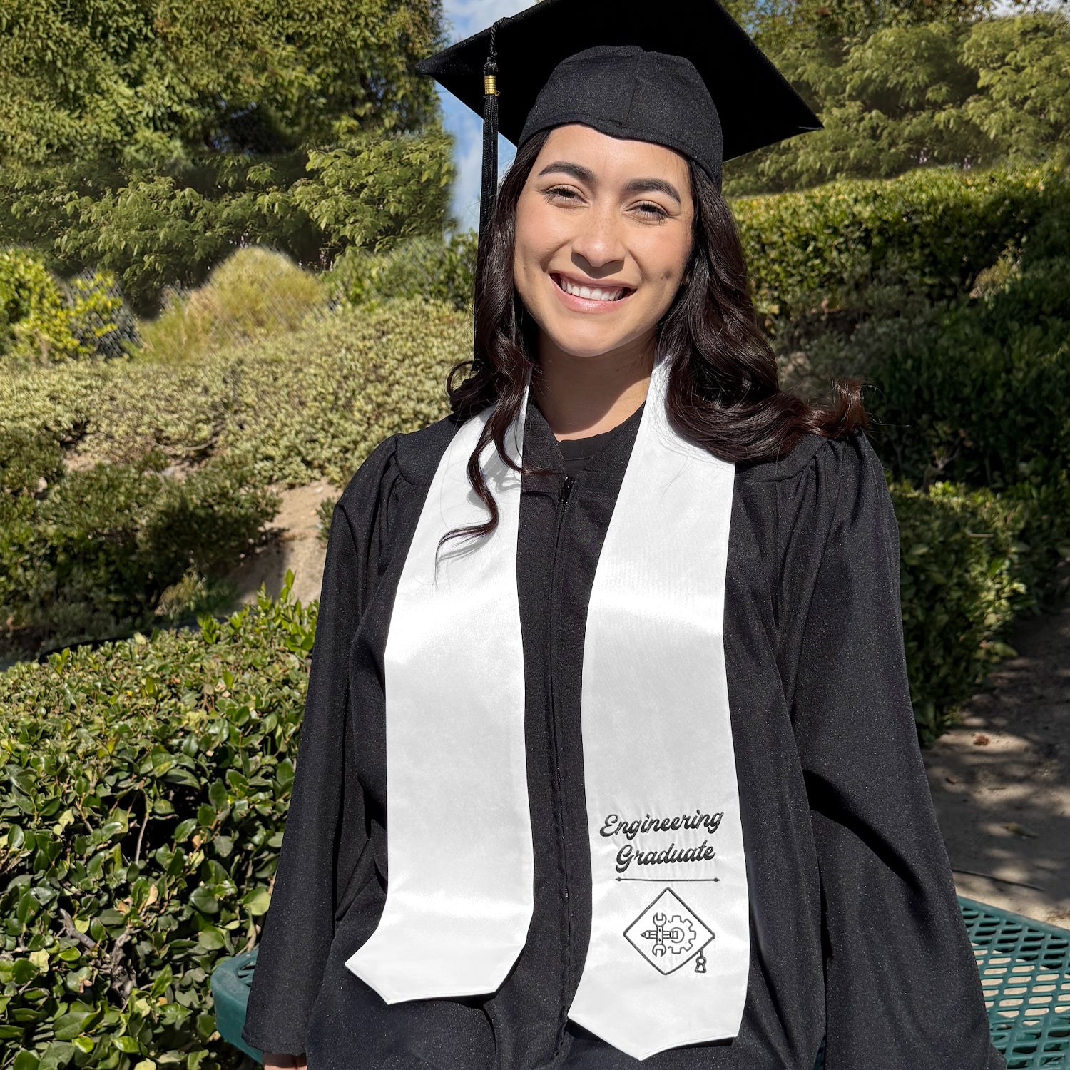 White Engineering Graduate Stole/Sash with Classic Tips - Endea Graduation