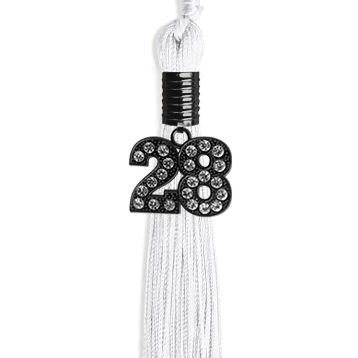 White Graduation Tassel with Black Bling Charm by Endea Graduation