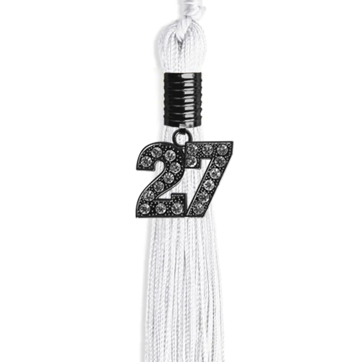 White Graduation Tassel with Black Bling Charm by Endea Graduation