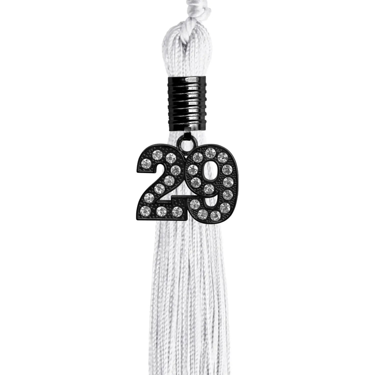 White Graduation Tassel with Black Bling Charm by Endea Graduation