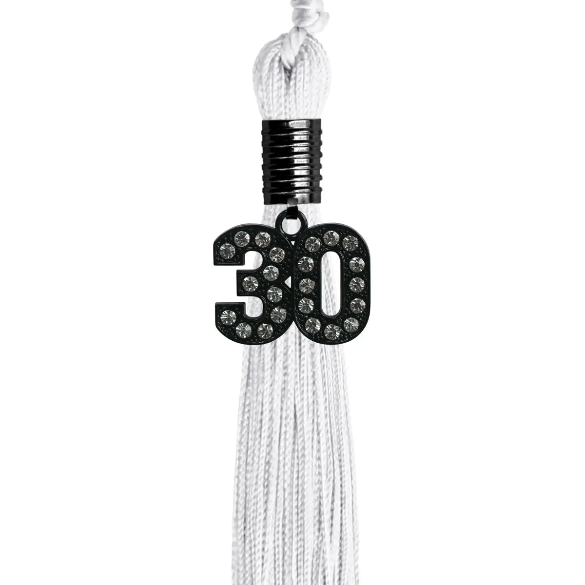 White Graduation Tassel with Black Bling Charm by Endea Graduation