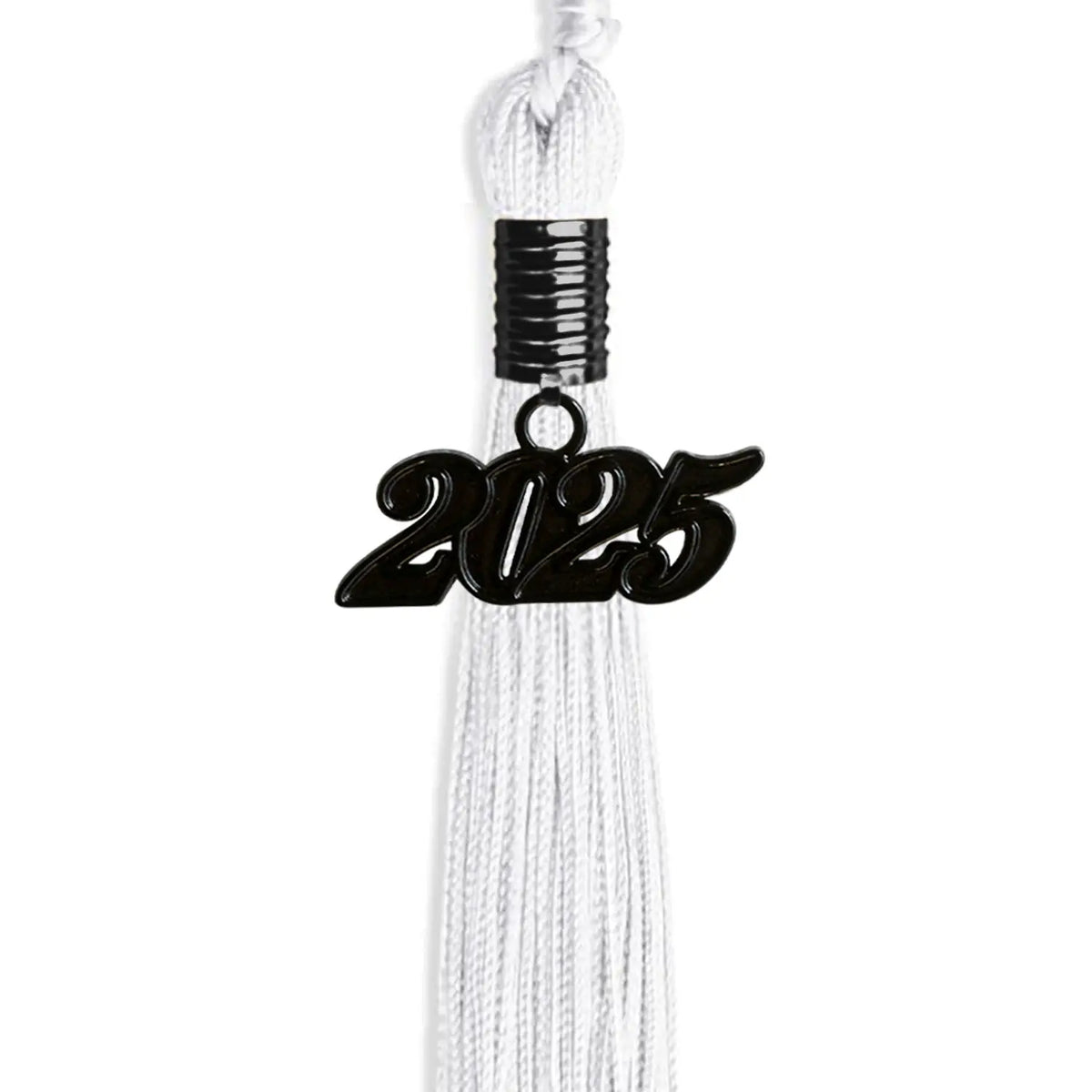 White Graduation Tassel with Black Date Drop by Endea Graduation