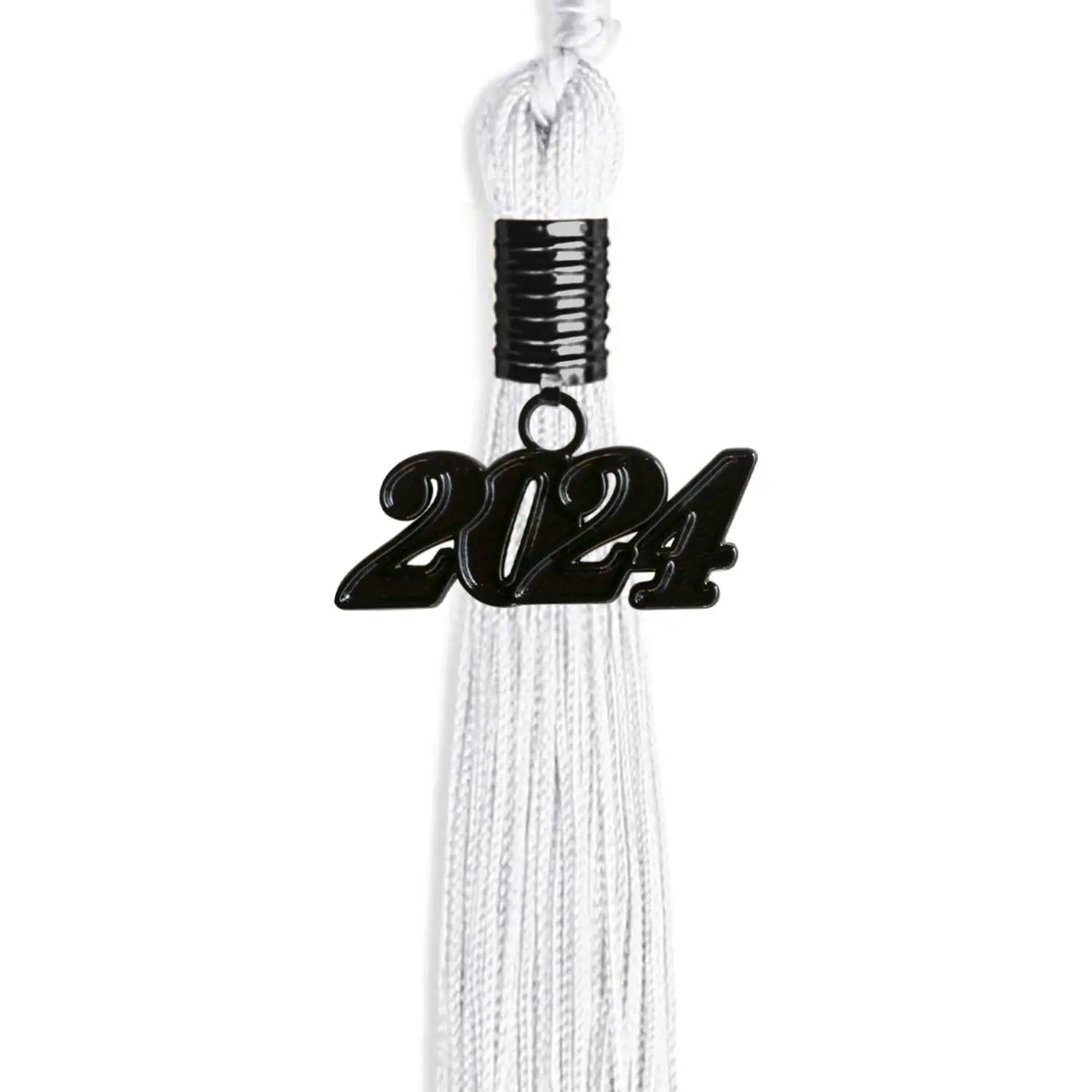White Graduation Tassel with Black Date Drop by Endea Graduation