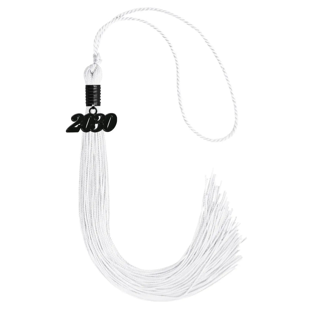 White Graduation Tassel with Black Date Drop by Endea Graduation