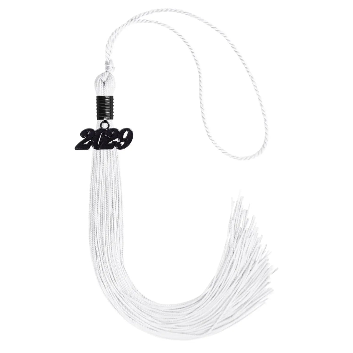 White Graduation Tassel with Black Date Drop by Endea Graduation