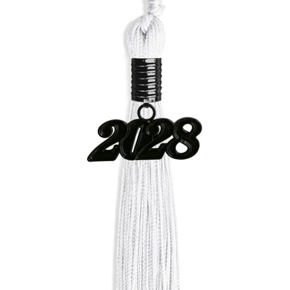 White Graduation Tassel with Black Date Drop by Endea Graduation