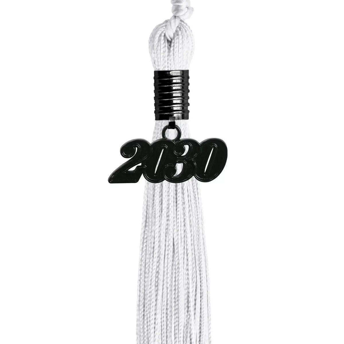 White Graduation Tassel with Black Date Drop by Endea Graduation