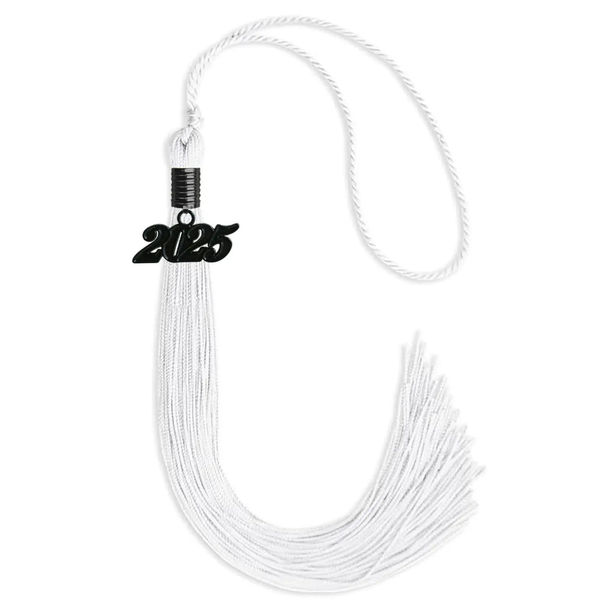 White Graduation Tassel with Black Date Drop by Endea Graduation