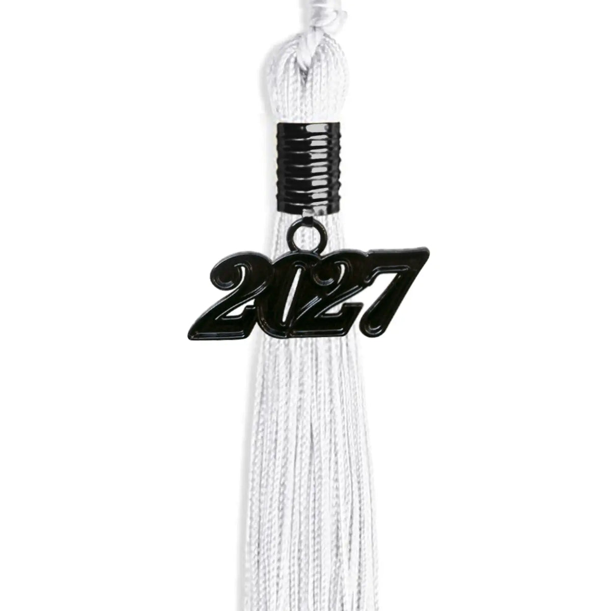 White Graduation Tassel with Black Date Drop by Endea Graduation