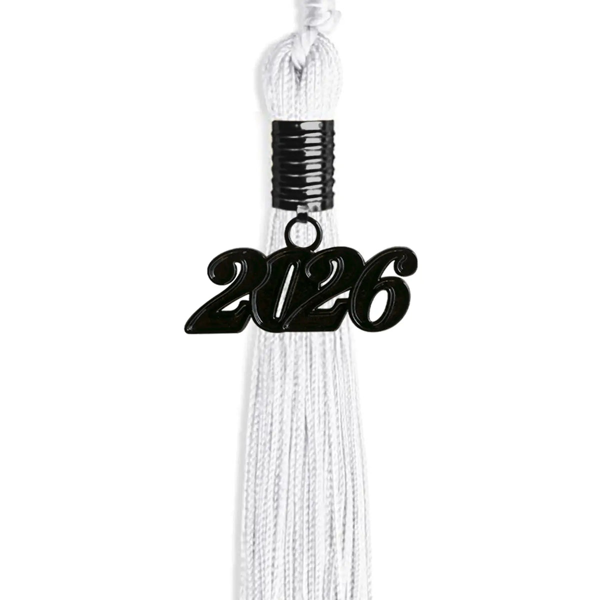 White Graduation Tassel with Black Date Drop by Endea Graduation