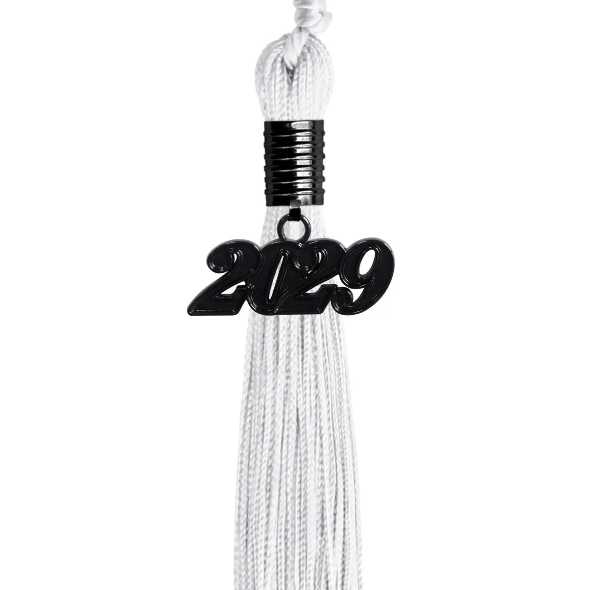 White Graduation Tassel with Black Date Drop by Endea Graduation