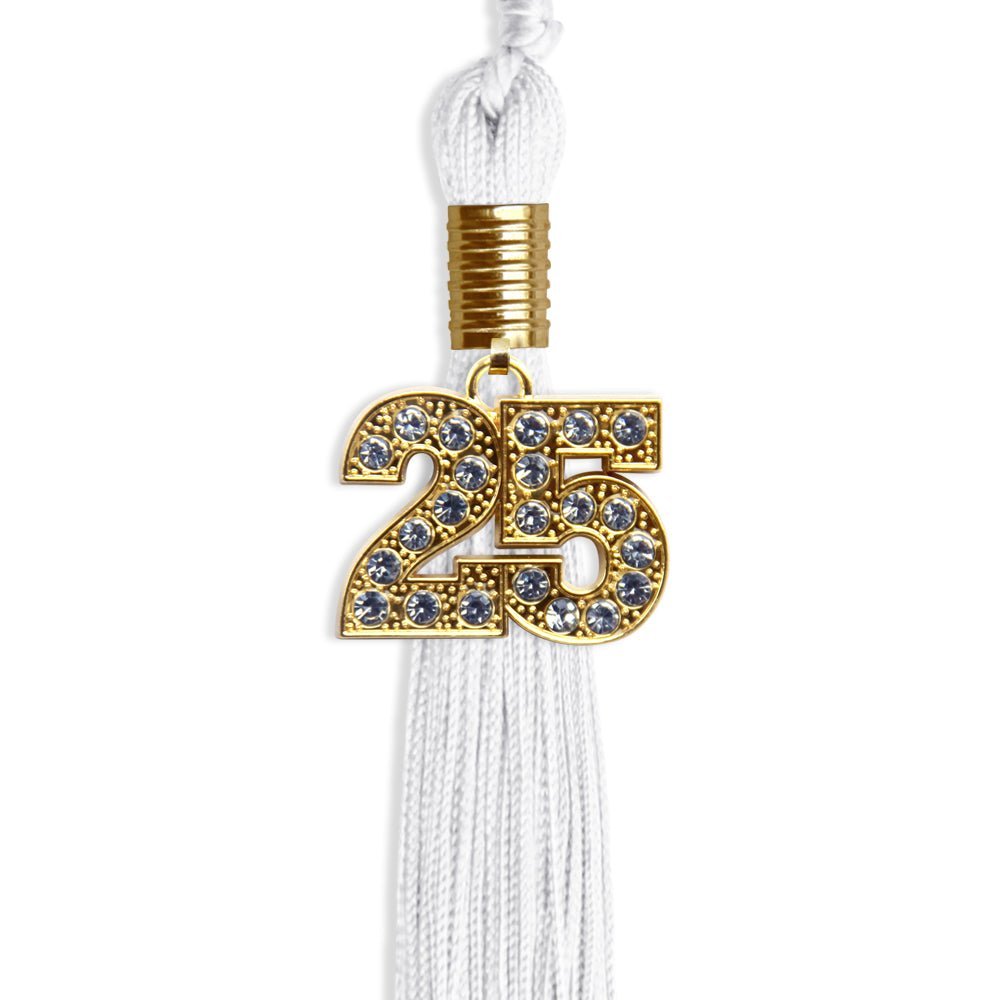 White Graduation Tassel with Gold Bling Charm - Endea Graduation