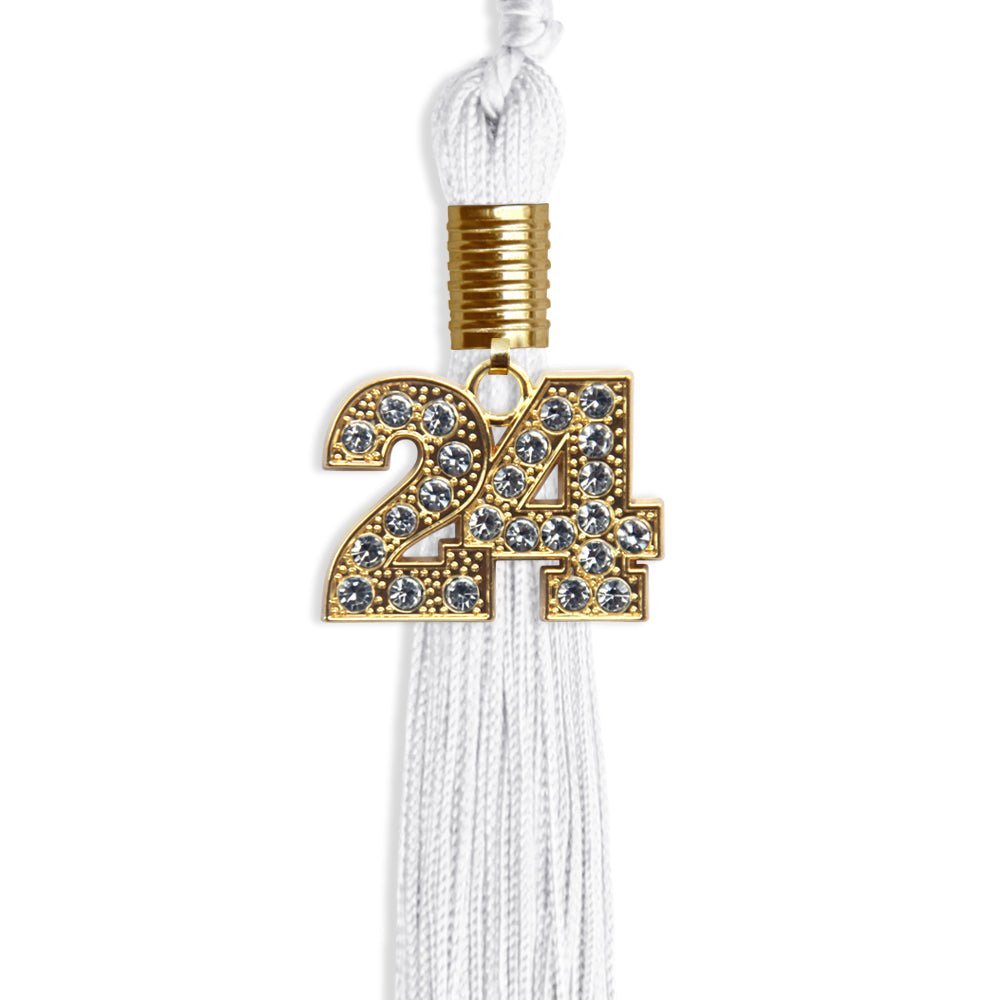 White Graduation Tassel with Gold Bling Charm - Endea Graduation