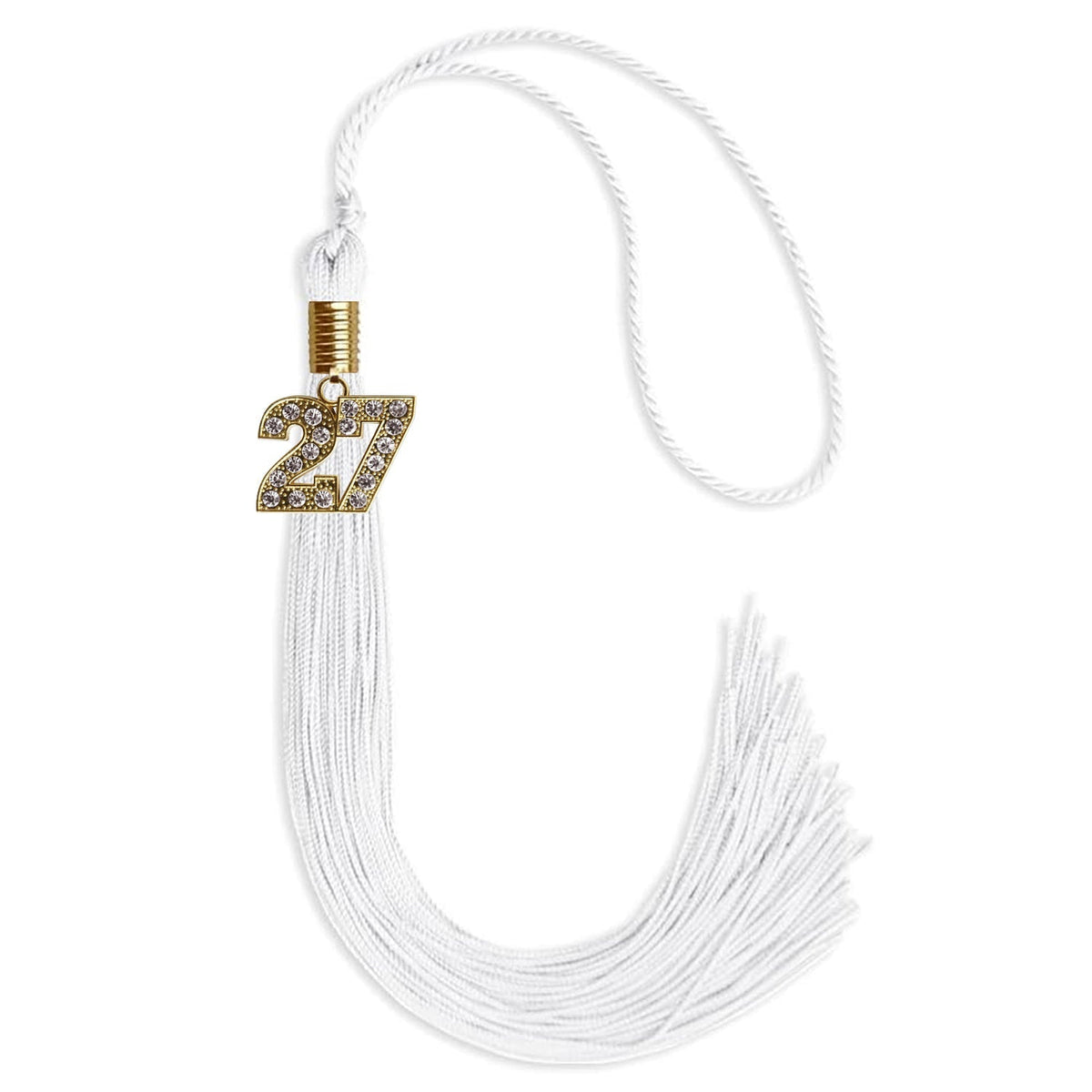 White Graduation Tassel with Gold Bling Charm - Endea Graduation