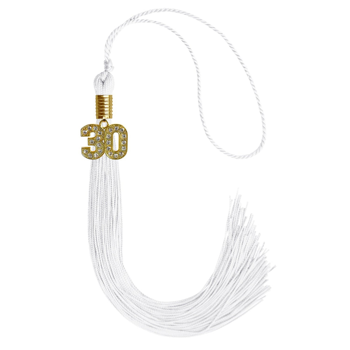 White Graduation Tassel with Gold Bling Charm - Endea Graduation