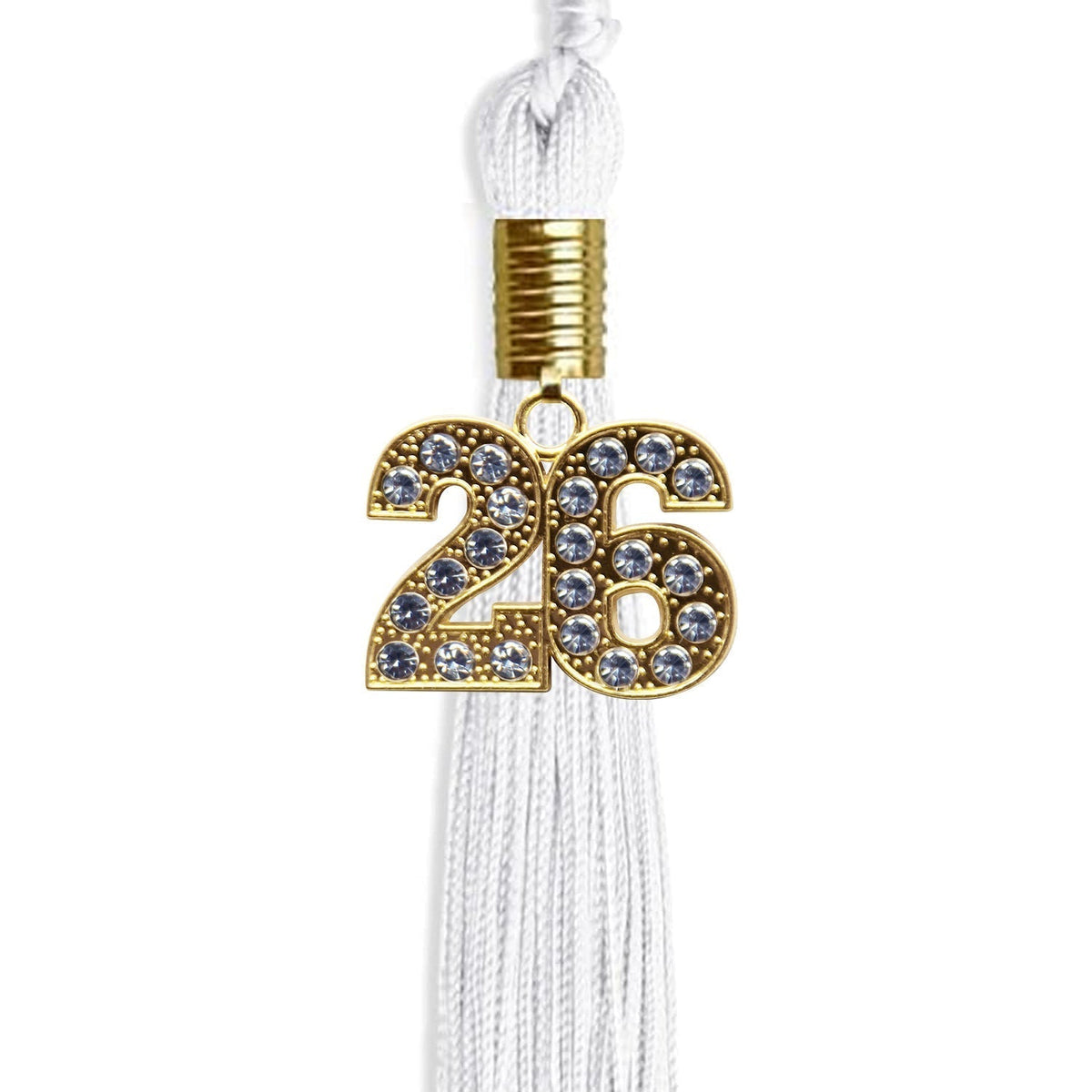 White Graduation Tassel with Gold Bling Charm - Endea Graduation