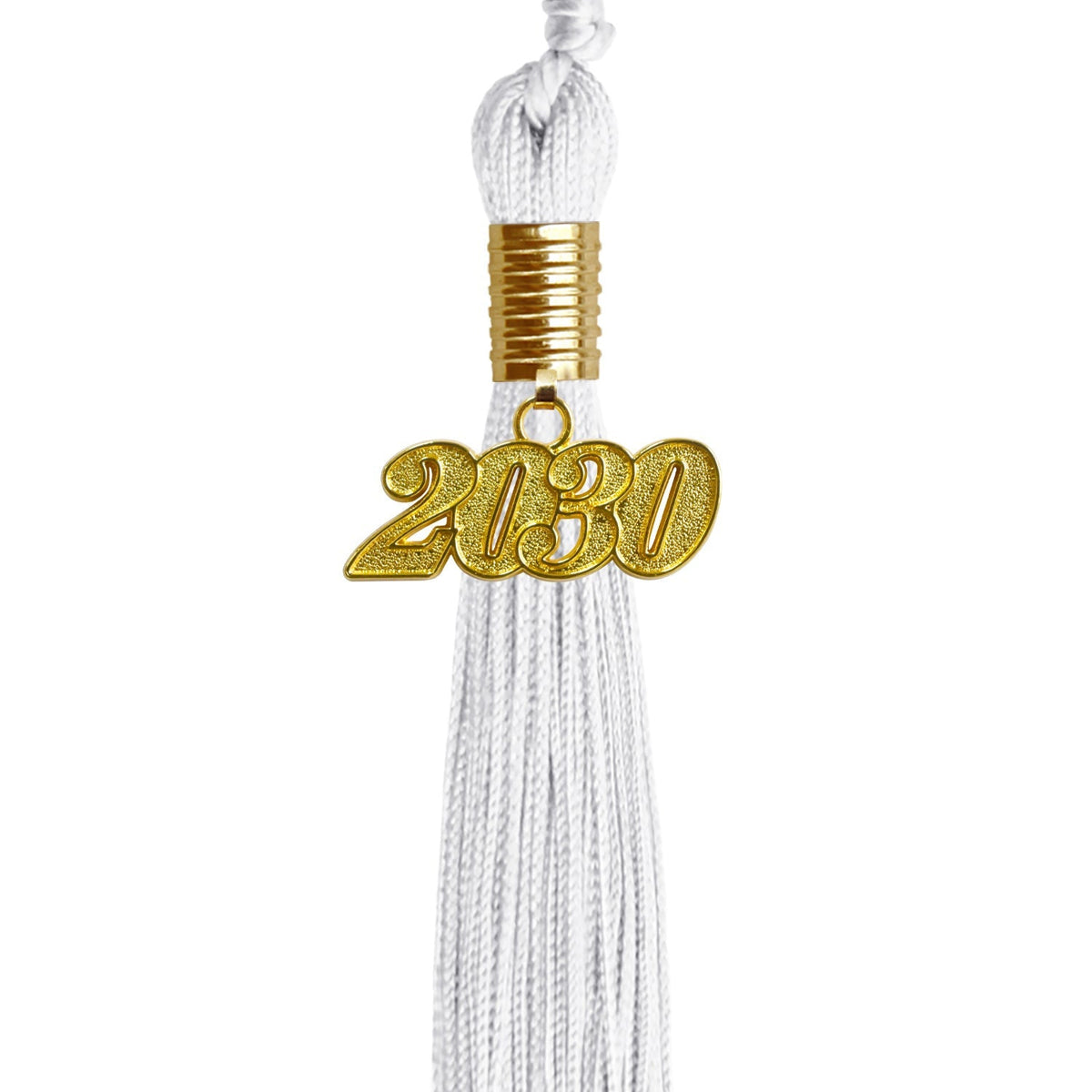 White Graduation Tassel with Gold Date Drop - Endea Graduation