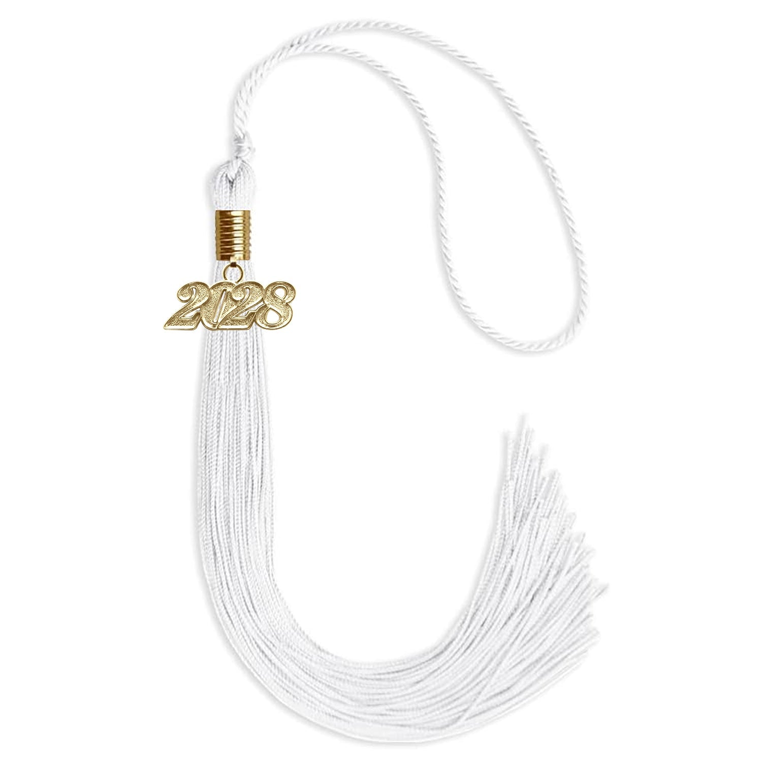 White Graduation Tassel with Gold Date Drop - Endea Graduation