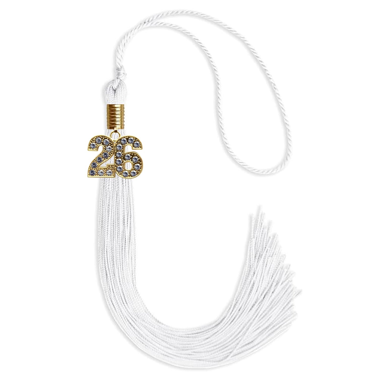 White Graduation Tassel with Gold Date Drop - Endea Graduation