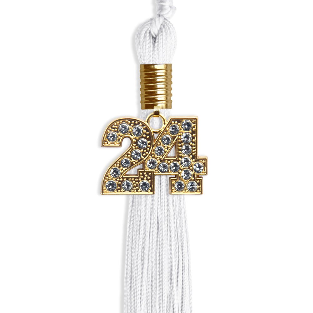 White Graduation Tassel with Gold Date Drop - Endea Graduation