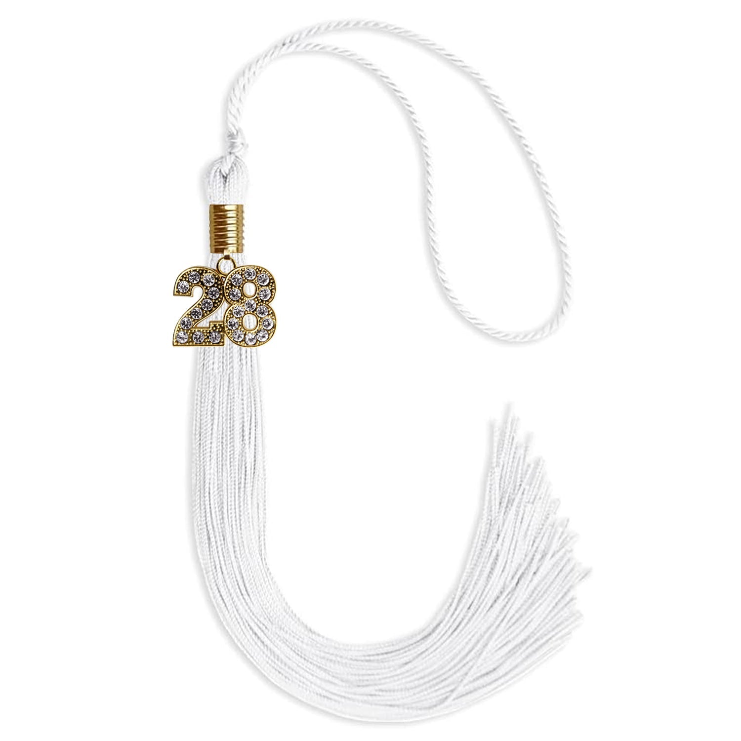 White Graduation Tassel with Gold Date Drop - Endea Graduation