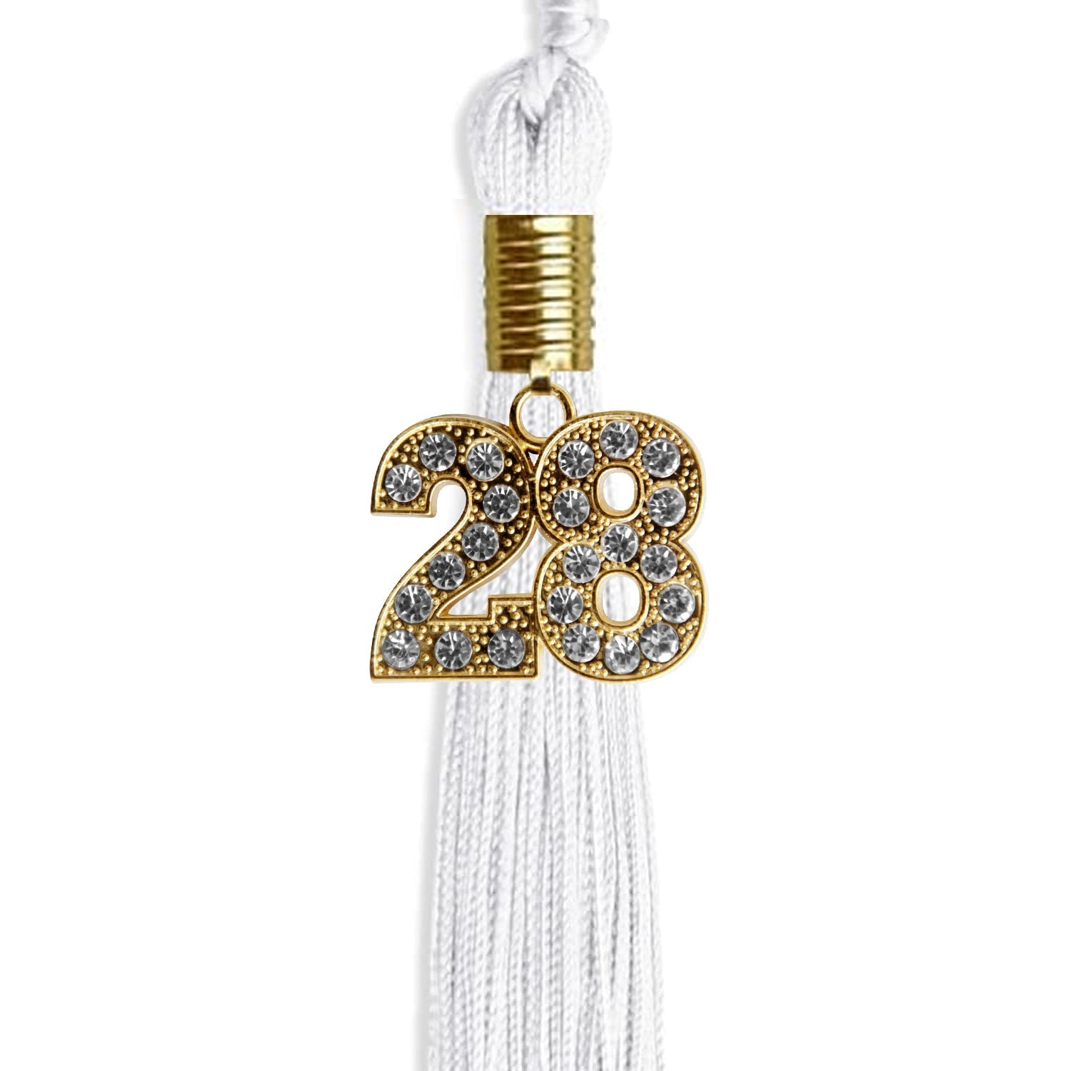 White Graduation Tassel with Gold Date Drop - Endea Graduation