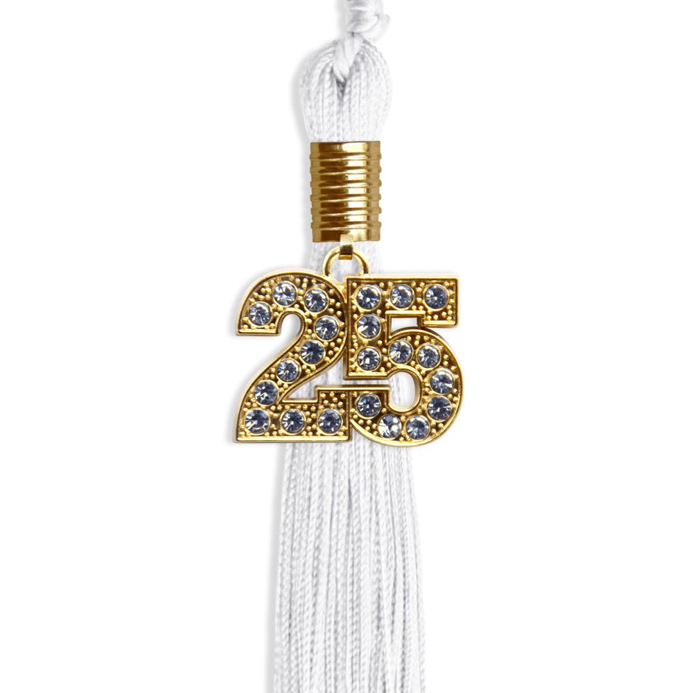 White Graduation Tassel with Gold Date Drop - Endea Graduation