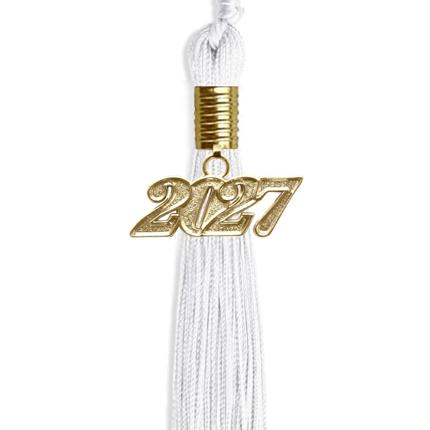 White Graduation Tassel with Gold Date Drop - Endea Graduation