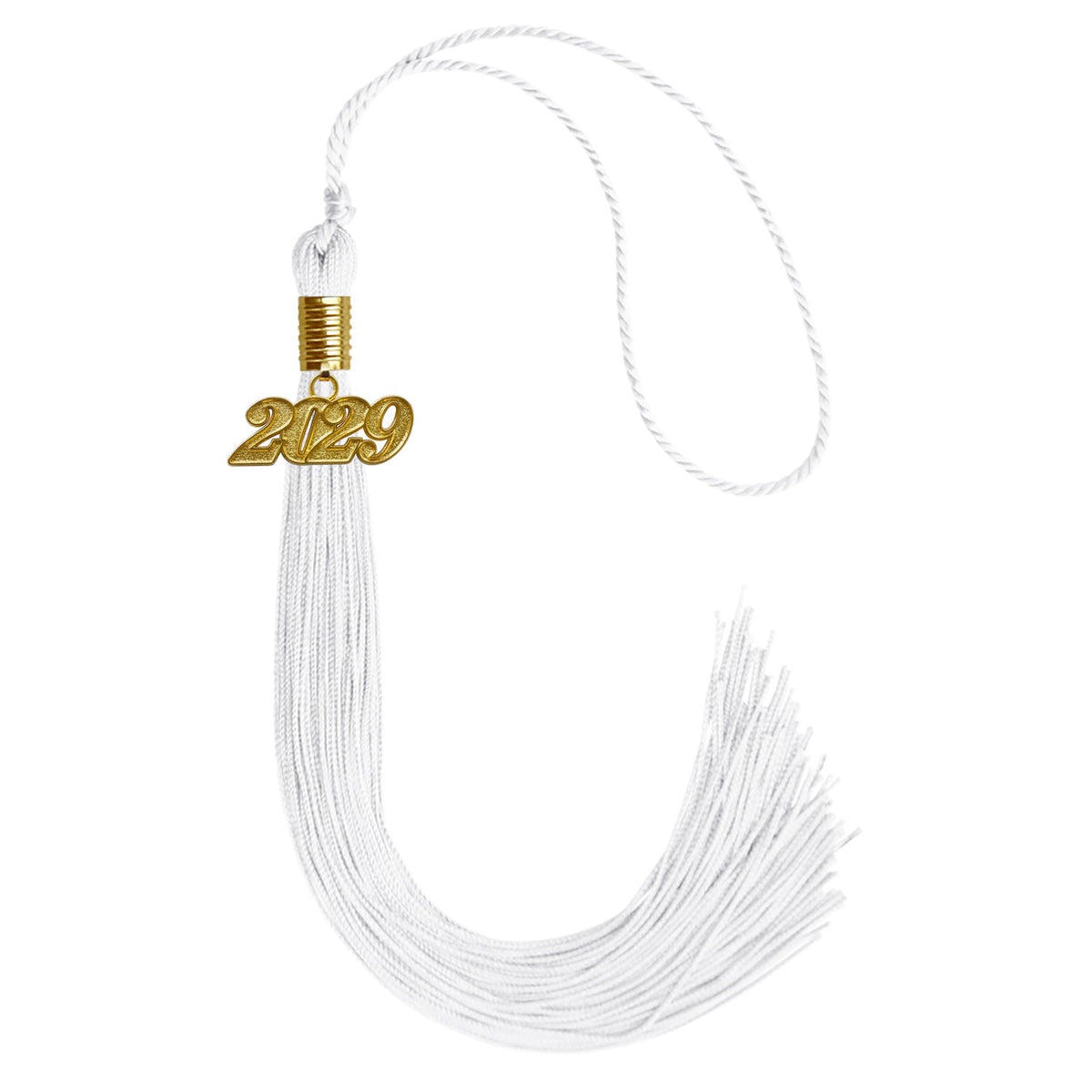 White Graduation Tassel with Gold Date Drop - Endea Graduation