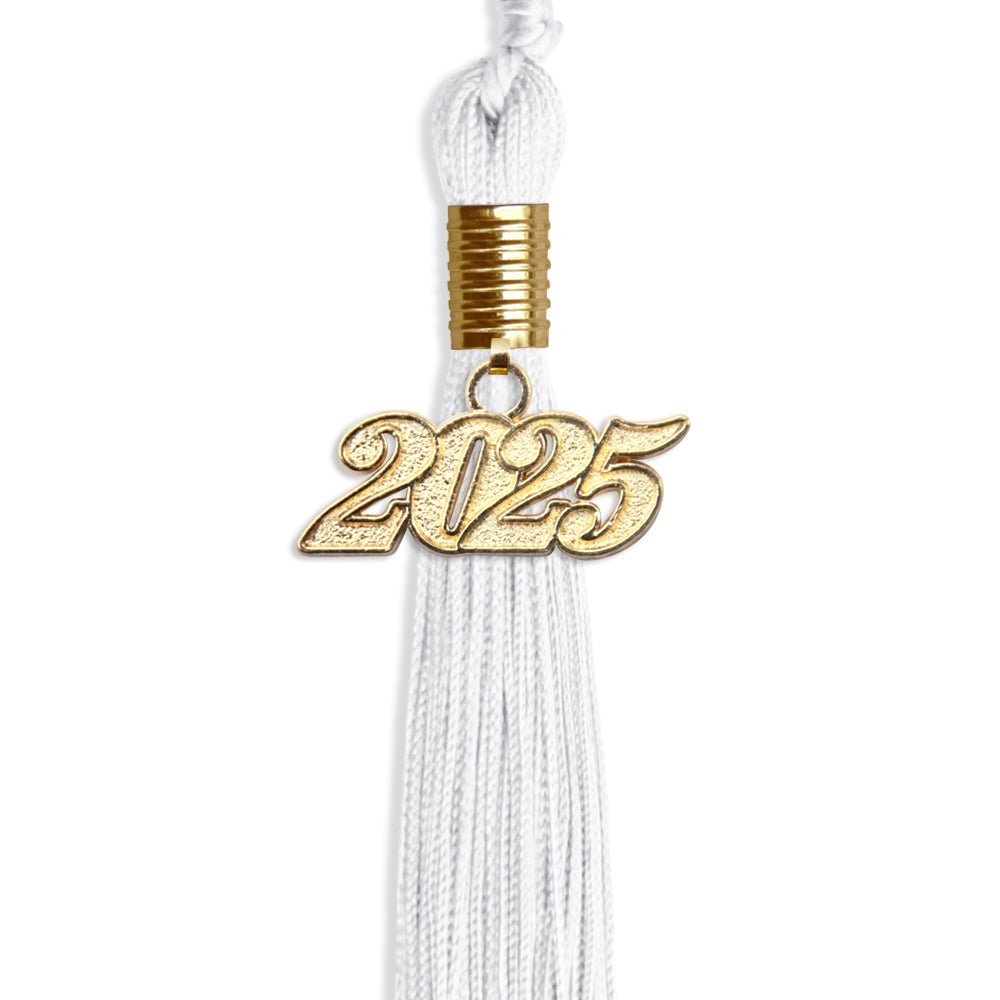 White Graduation Tassel with Gold Date Drop - Endea Graduation