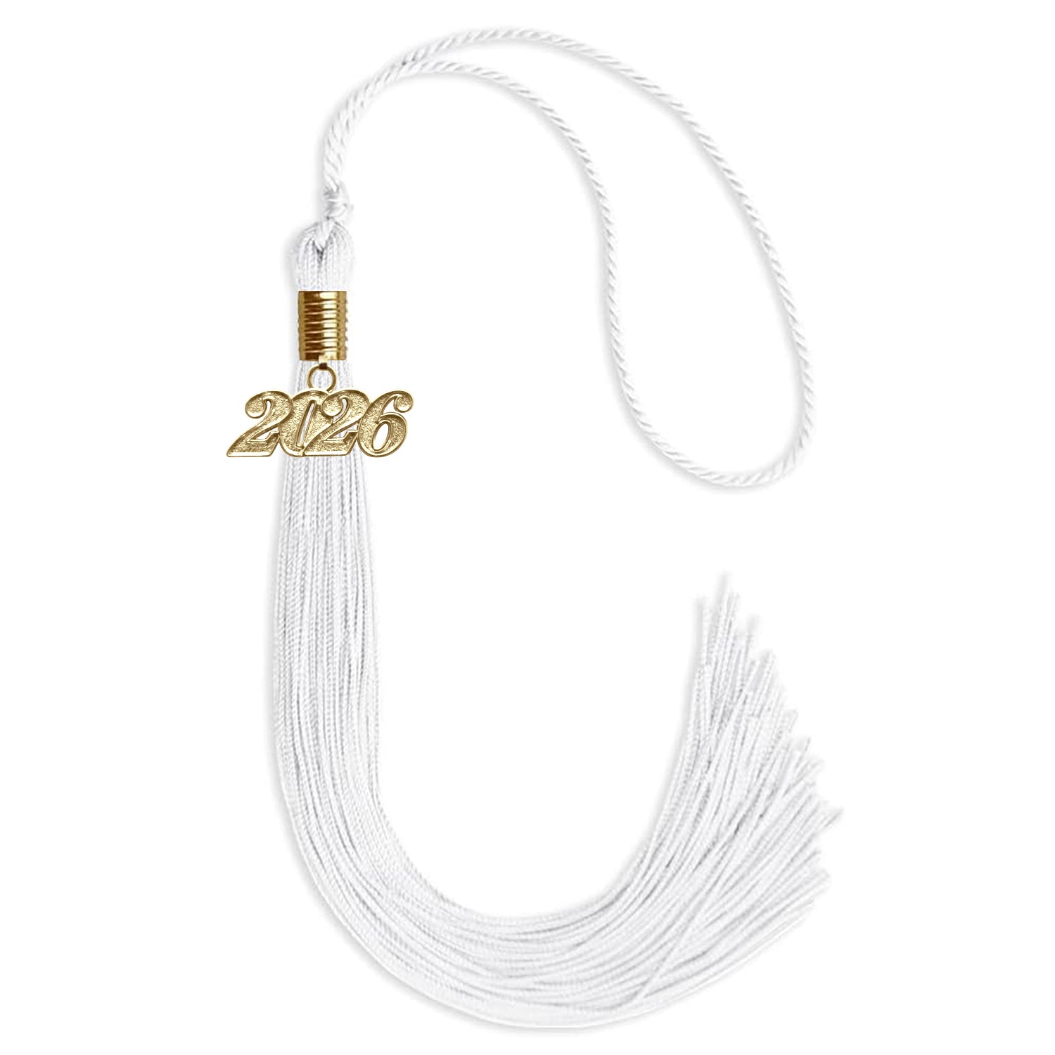 White Graduation Tassel with Gold Date Drop - Endea Graduation