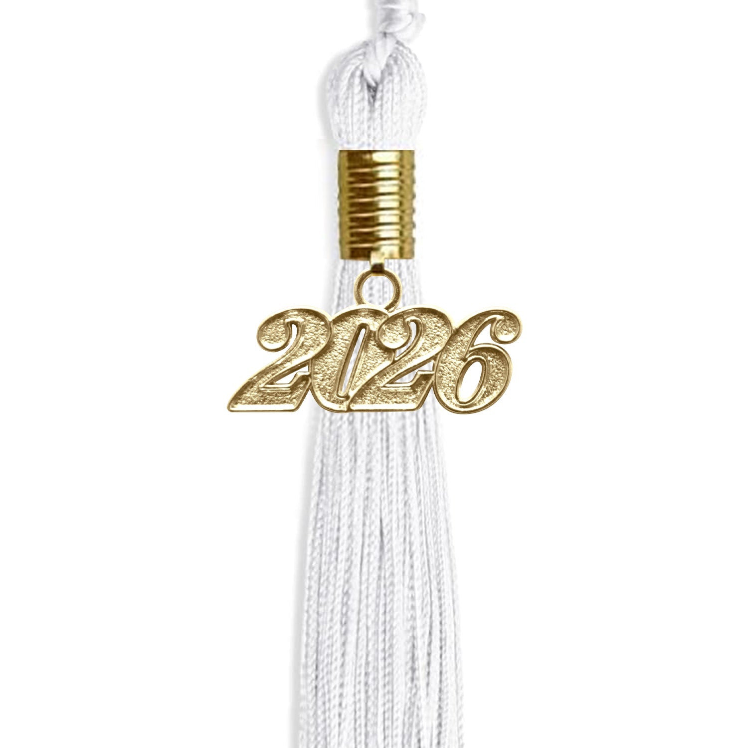 White Graduation Tassel with Gold Date Drop - Endea Graduation