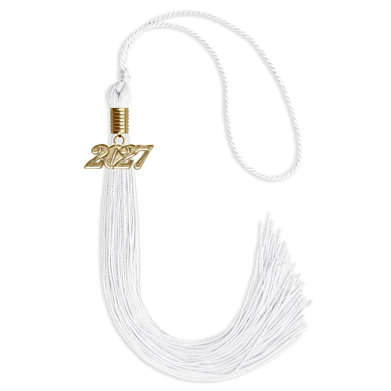 White Graduation Tassel with Gold Date Drop - Endea Graduation