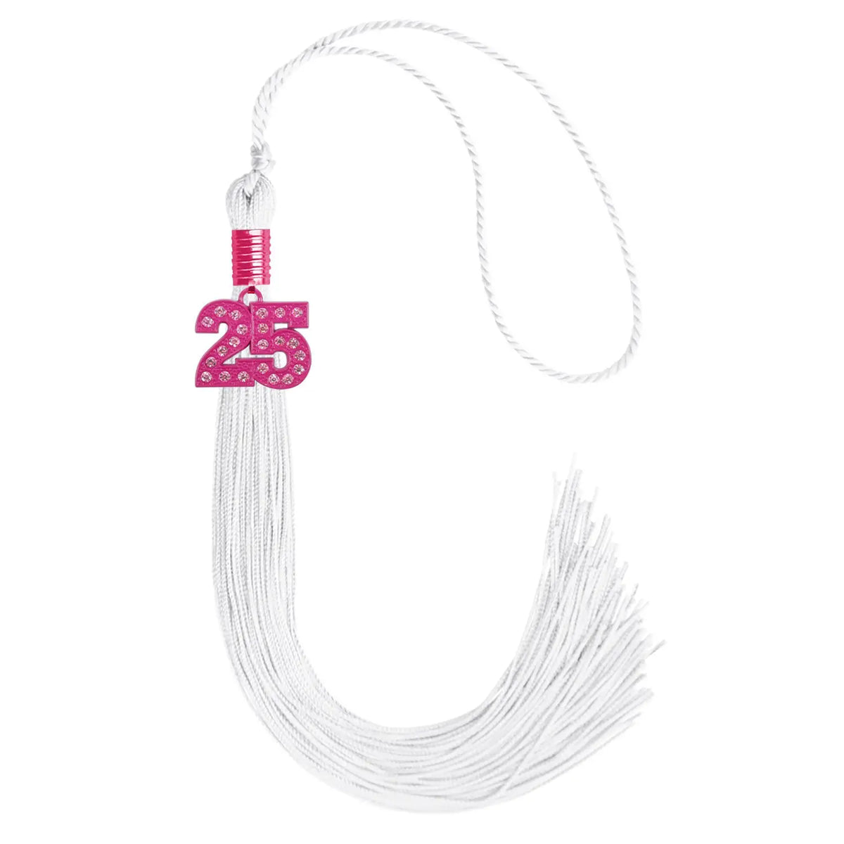 White Graduation Tassel with Pink Bling Charm by Endea Graduation