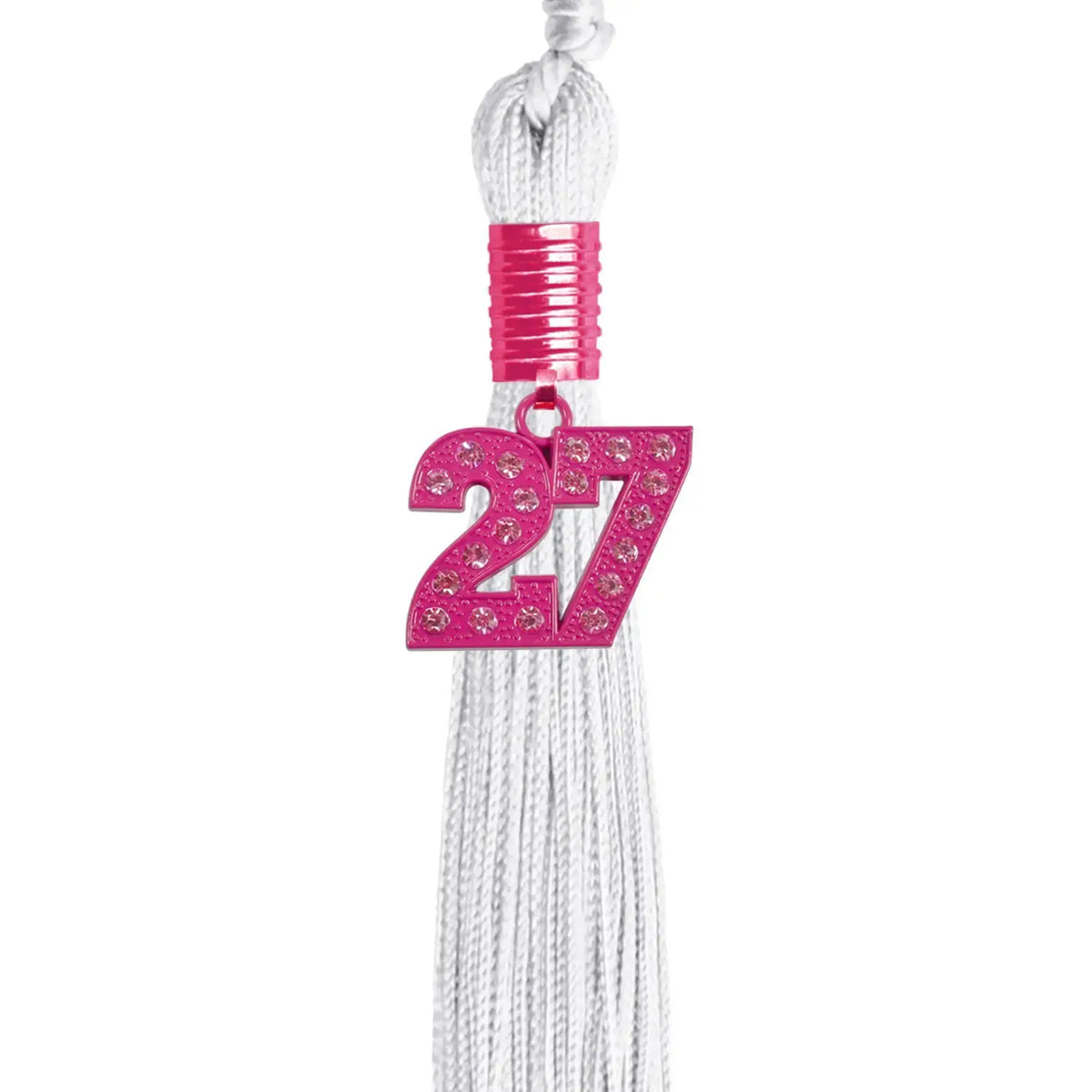 White Graduation Tassel with Pink Bling Charm by Endea Graduation