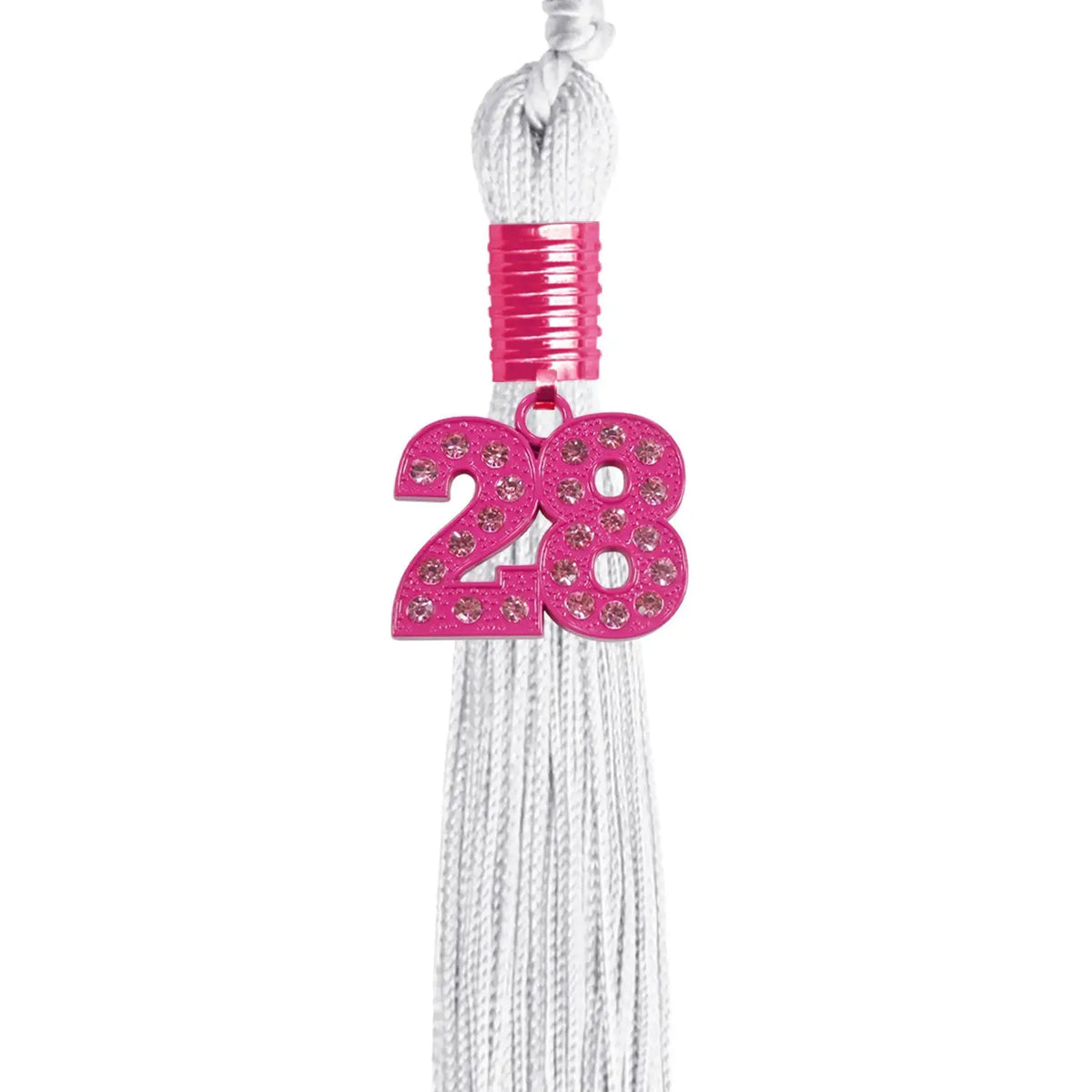 White Graduation Tassel with Pink Bling Charm by Endea Graduation