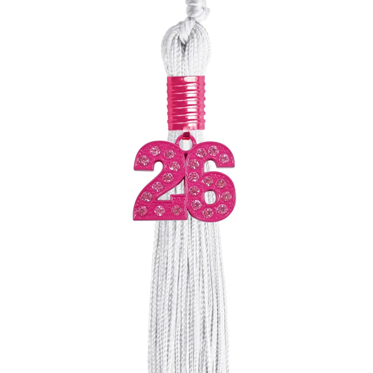 White Graduation Tassel with Pink Bling Charm by Endea Graduation