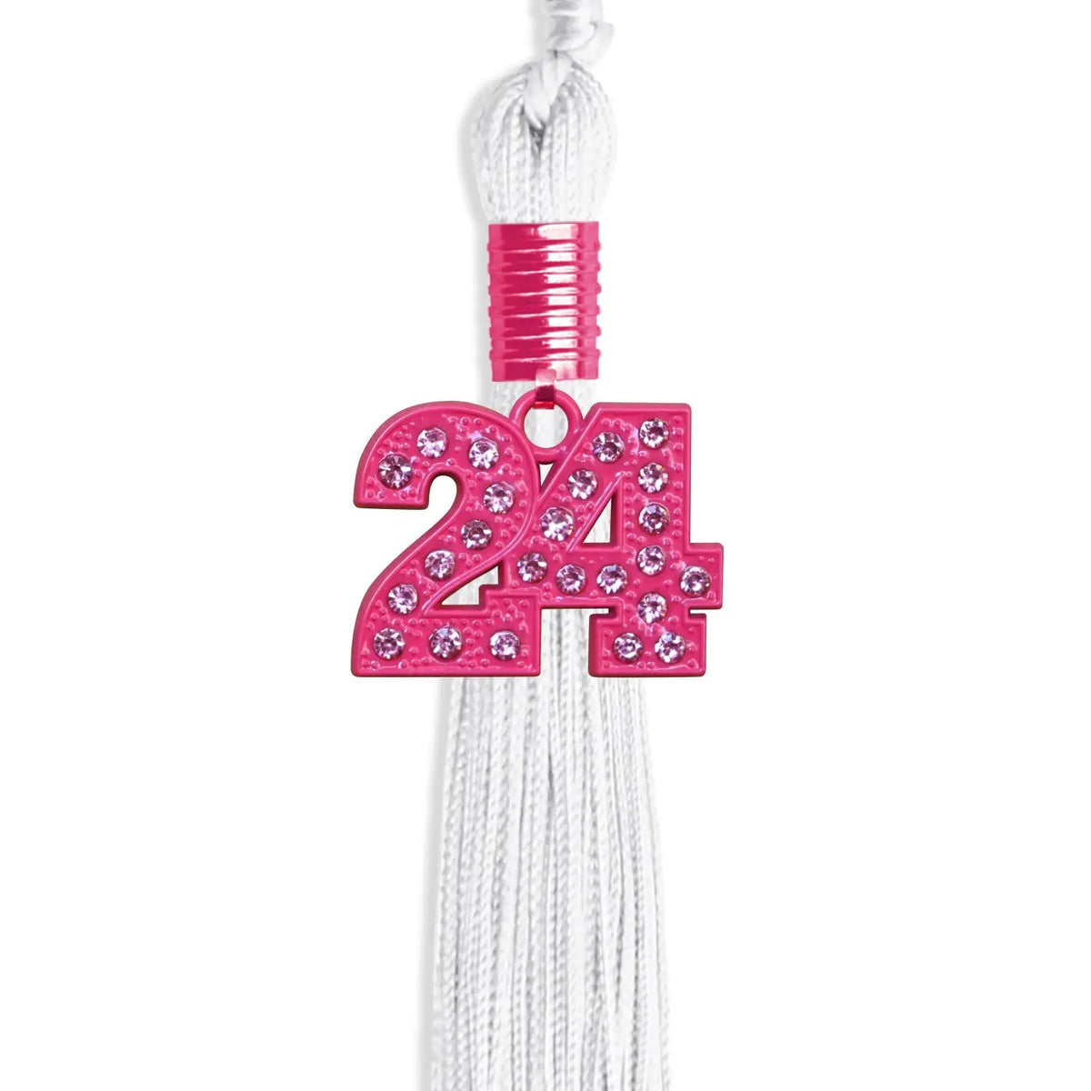 White Graduation Tassel with Pink Bling Charm by Endea Graduation
