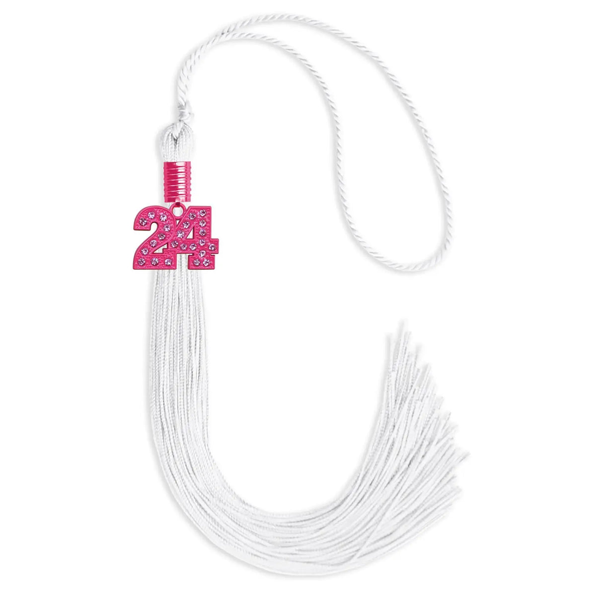 White Graduation Tassel with Pink Bling Charm by Endea Graduation