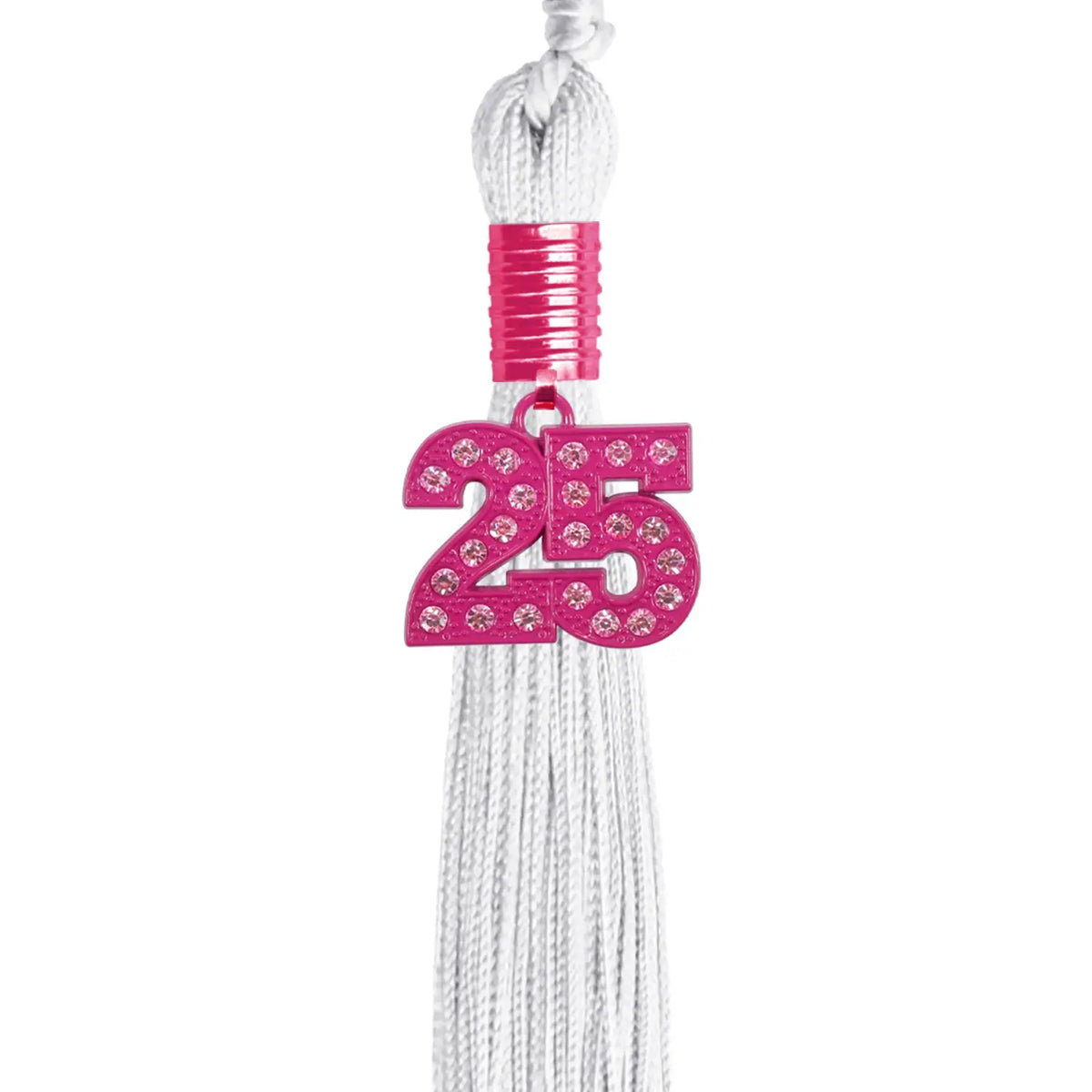 White Graduation Tassel with Pink Bling Charm by Endea Graduation