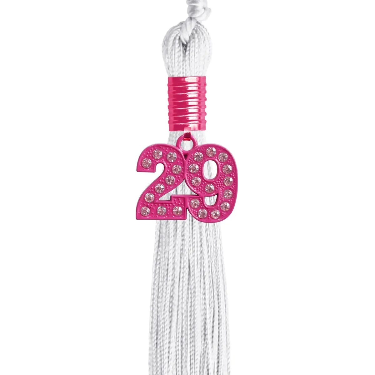 White Graduation Tassel with Pink Bling Charm by Endea Graduation