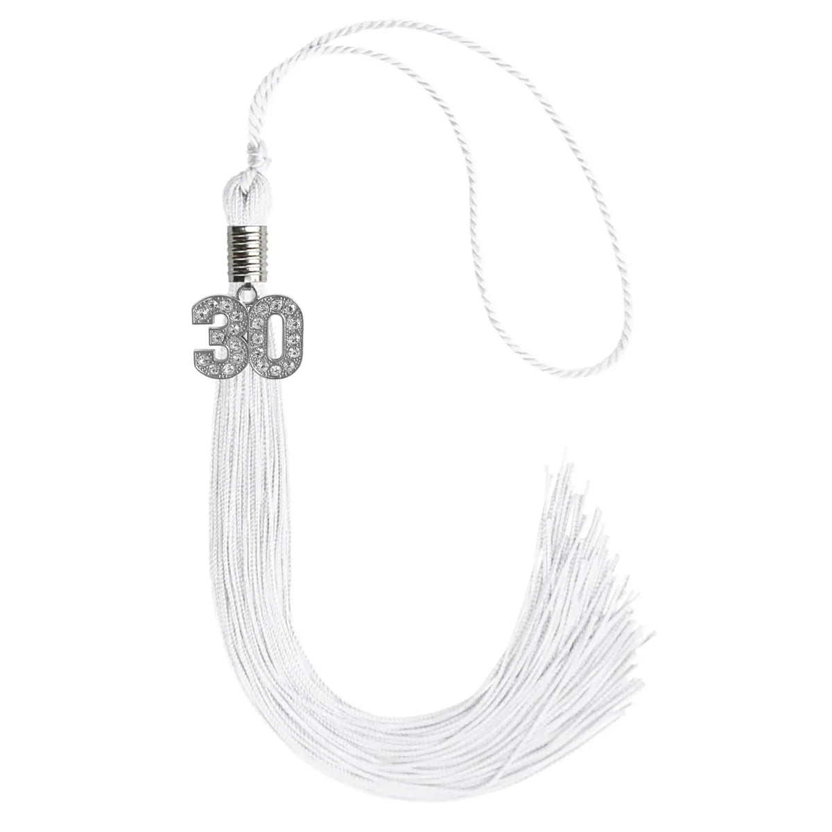 White Graduation Tassel with Silver Bling Charm by Endea Graduation