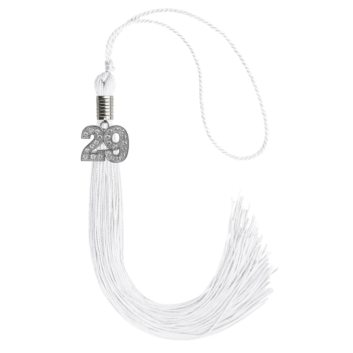 White Graduation Tassel with Silver Bling Charm by Endea Graduation