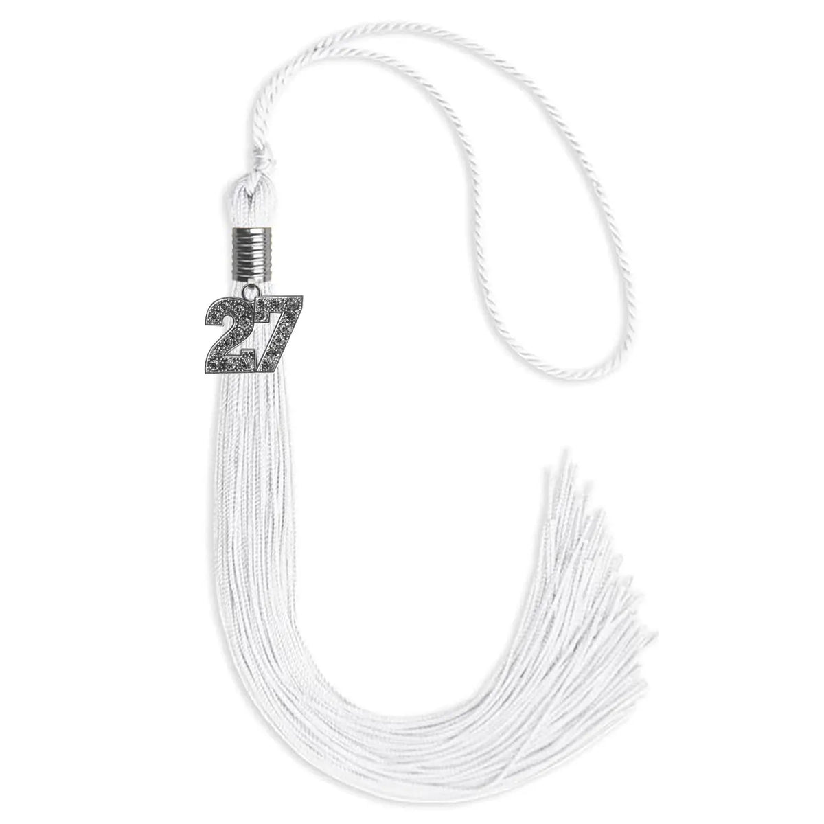 White Graduation Tassel with Silver Bling Charm by Endea Graduation