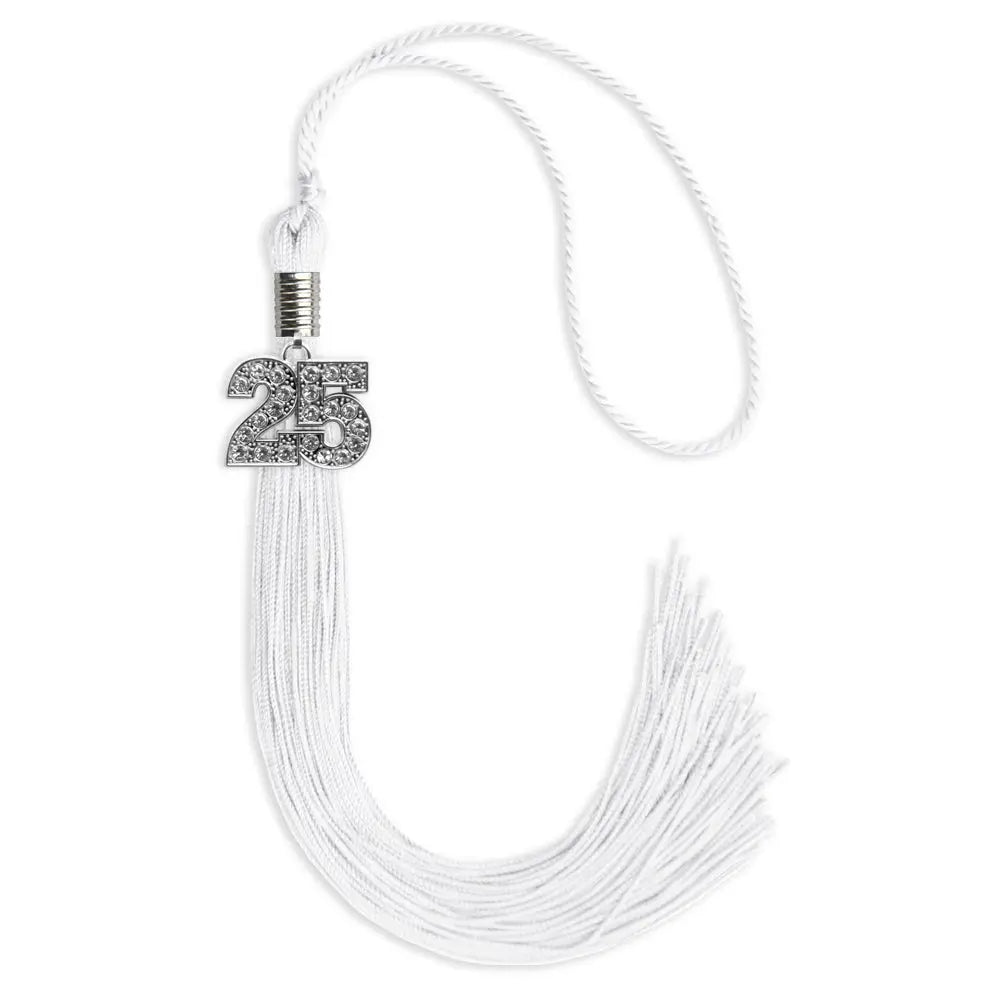 White Graduation Tassel with Silver Bling Charm by Endea Graduation
