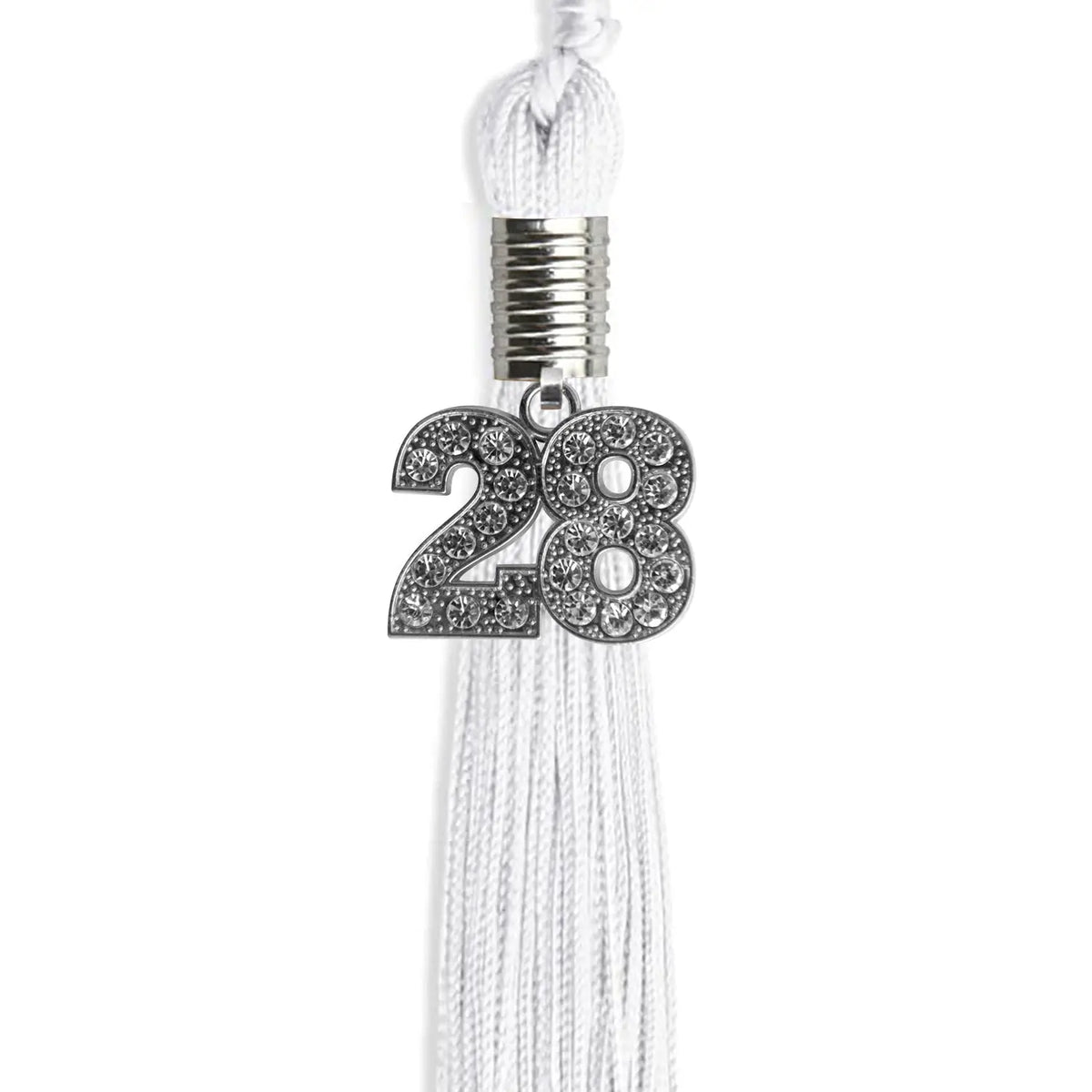 White Graduation Tassel with Silver Bling Charm by Endea Graduation